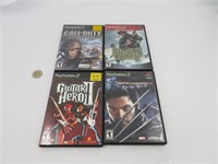 4 jeux pour Playstation 2 dont Guitar Hero