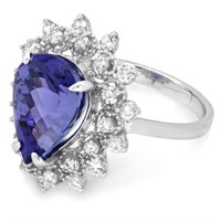 14K Gold Ring: 4.00ct Tanzanite, 0.75ct Diamond