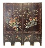 4 panel Oriental screen, coromandel lacquer,