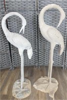 2 Large Vintage Egret Garden Statutes