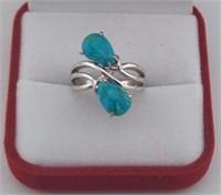 Pear Shape Cabochon Turquoise Rhodium Over