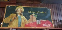 Vintage Coca Cola cardboard poster 56" x 27" 1948