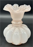 Fenton Dusty Rose Overlay Ruffle Vase