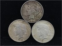 3-Silver Peace dollars 1925-1922