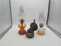 3 Vintage Oil Lamps one has a reflector