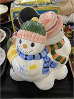 Ceramic Snowman Form Cookie Jar