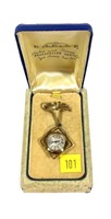 Montauk Swiss vintage gold plated brooch watch