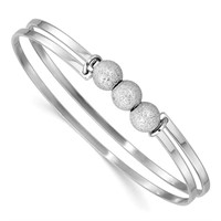Sterling Silver Polish/Textured Beads Bangle