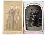 CDV, Tintype Portraits of 2 Sisters, Posed Photos