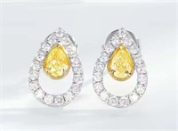 0.4ct Yellow Diamond Drop Earrings 18K Gold