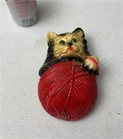 Chalk Ware String Holder Wall Cat