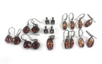 Sterling Silver Orange Citrine Earrings and Pendan