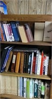 Books on bookshelf -nutting, military, gardening,