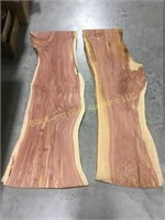 2 Fresh cut rough sawn cedar slabs