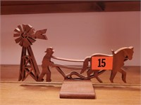 Handcrafted wood farm carving