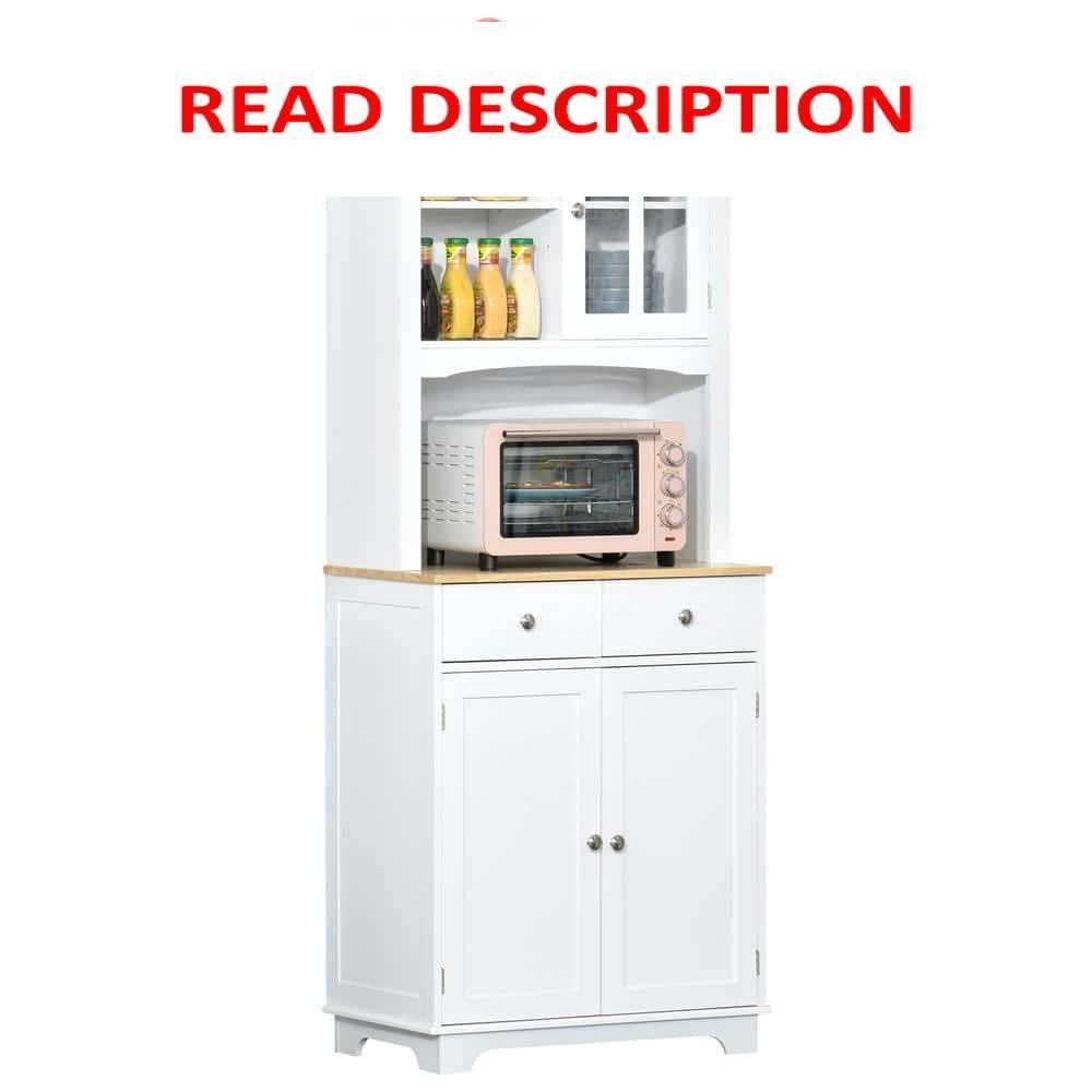 $228  67 in. White Kitchen Buffet with Hutch Pantr