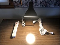 OLD DESK LAMP AND AN EXTENSION CORD AND POWER