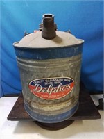 Galvanized metal liquid can with original label