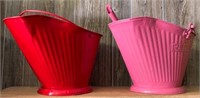 2 Coal Buckets - red, pink