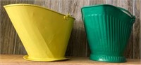 2 Coal Buckets - yellow, green