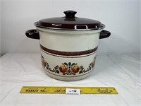Vintage Enamelware Large Stock Pot with Lid