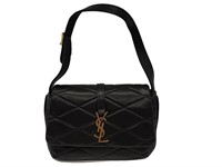 Black Quilted Leather Three-Quarter Flap Bag