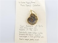 Fossil ammonite wire wrapped pendant