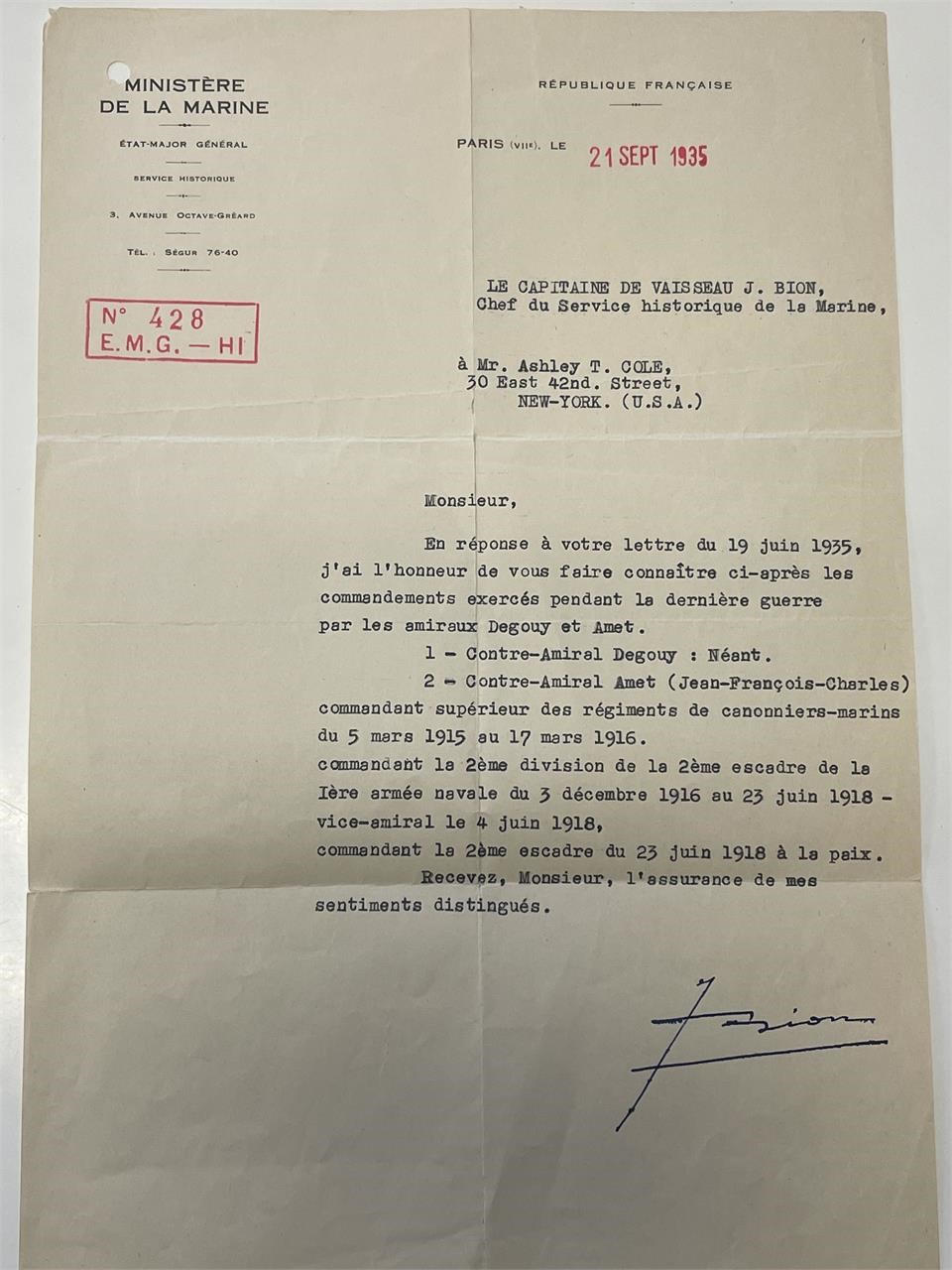 1935 French republic letter