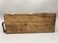 Wood Ammo Crate with Rope Handle VTG