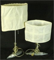 PAIR OF CONTEMPORARY METAL LAMPS WITH PAPER SHADES