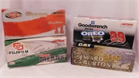 4 new Nascar diecast race cars in boxes: Signed