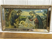 Mary, Joseph and Jesus framed art - 31.5” x 17.5”