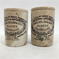 Pair Vintage Dundee Marmalade Crocks / Jars
