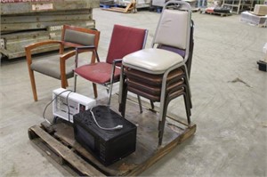 (6) Assorted Chairs, Microwave, Space Heater