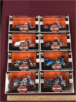 8 NIB Harley Davidson Die Cast Replica Motorcycles