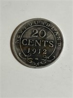 1912 Newfoundland 20 Cent Silver Coin