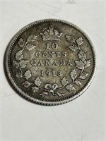 1913 Canadian 10 Cent Silver Coin