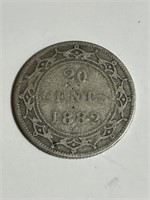 1882 Newfoundland 20 Cent Silver Coin