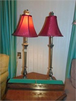 (2) Table Lamps & Mid Mod Window Planter