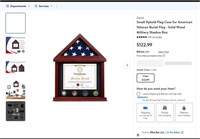 OF3517  Flag Case Solid Wood Shadow Box Small
