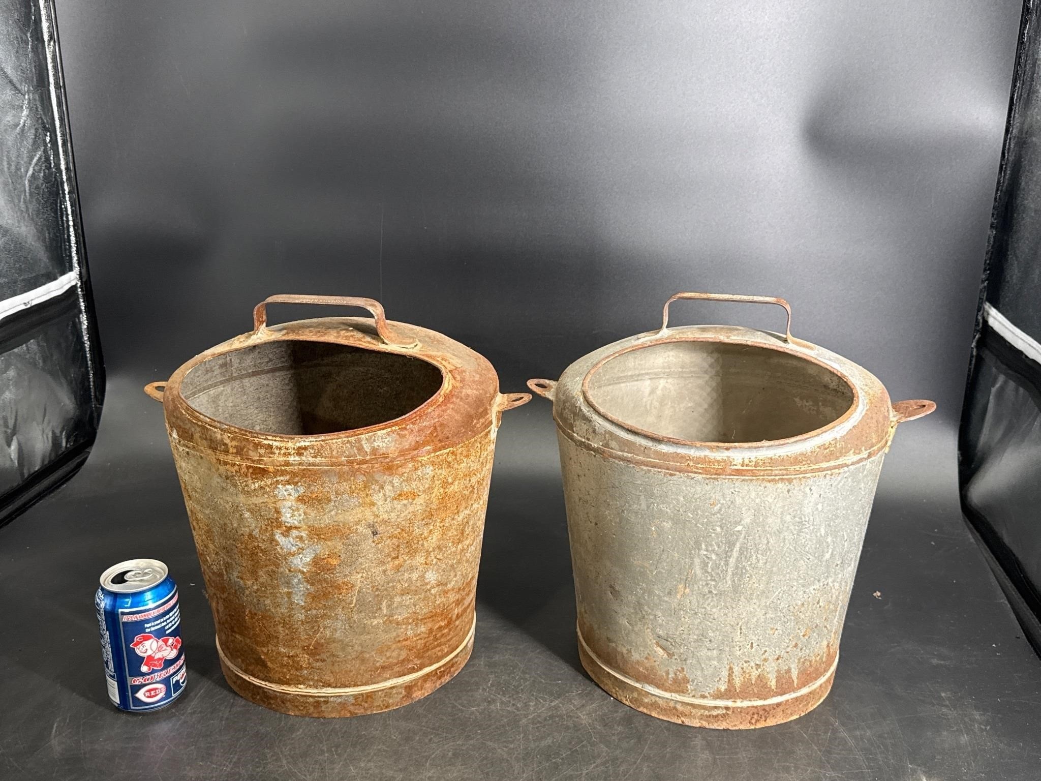 LOT OF 2 ATLANTIC HOODED MILKING BUCKETS