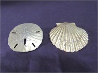 Large Gold Pendant - Seashell & Sand Dollar