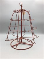 Vintage revolving red wire  tabletop store rack