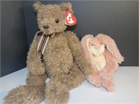 2x Vintage plushies ty bear and russ bunny