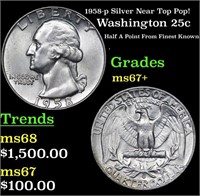 1958-p Washington Quarter Silver Near Top Pop! 25c