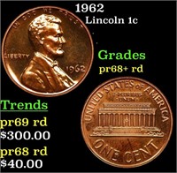 Proof 1962 Lincoln Cent 1c Grades Gem++ Proof Red