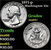 1971-p Washington Quarter 25c Grades GEM+ Unc