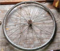 Antique bicycle wheel with spokes