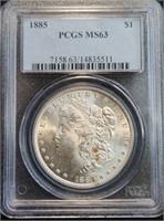 1885 Morgan Dollar - MS63 PCGS Lustrous Morgan