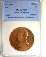 1953-1961 Medal NNC MS69 RD Dwight Eisenhower